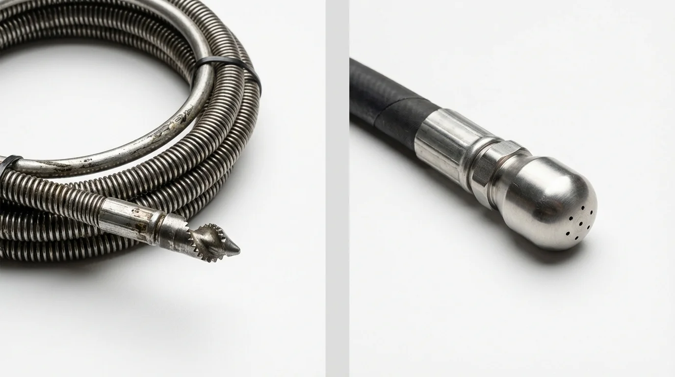Drain snake cable and hydro jetting nozzle used for drain cleaning in Juneau, AK