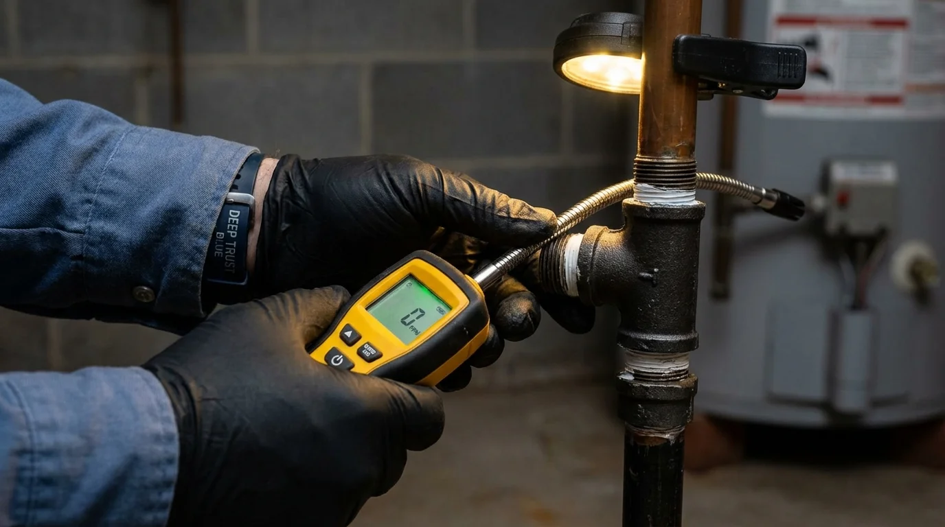 Gas leak detection with electronic sniffer by Johns Plumbing LLC in Juneau
